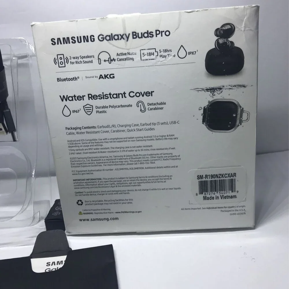 SAMSUNG Galaxy Buds Pro Wireless Bluetooth Earbuds With Water Resistant Cover BK